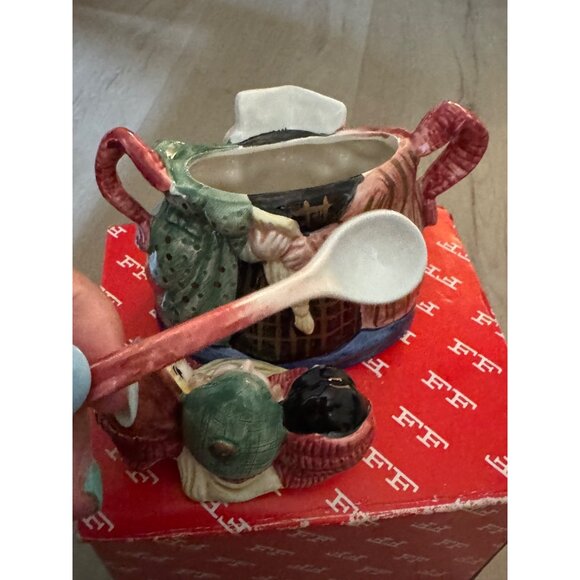 Fitz & Floyd Christmas Carol Sugar Creamer With Spoon - Picture 8 of 11